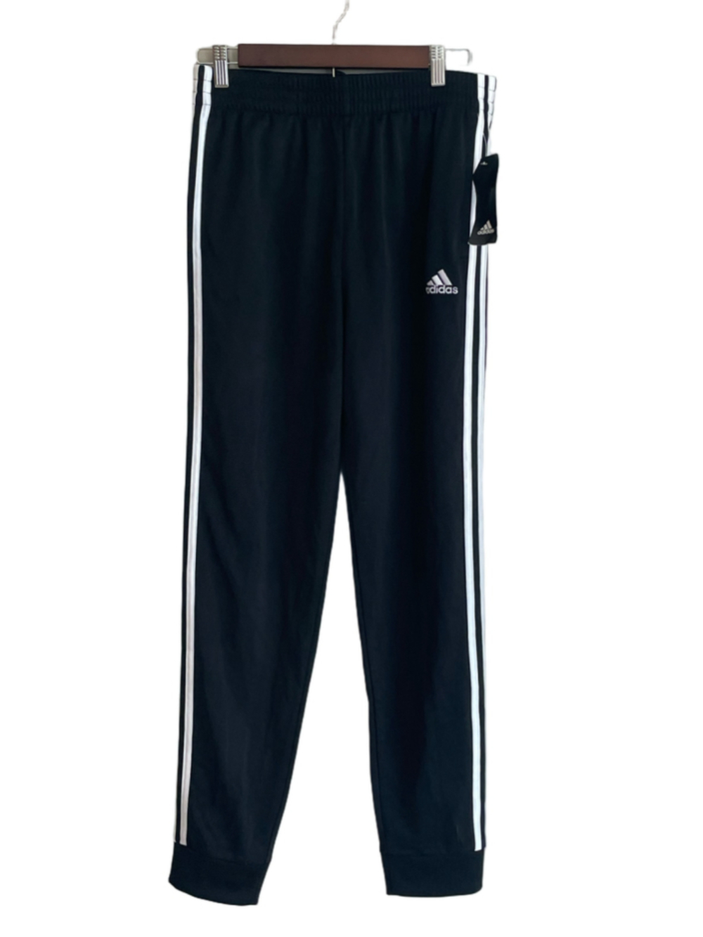 NWT Adidas Boys XL 18/20 Iconic Tricot Jogger Pants Black 3 Stripe AK5645